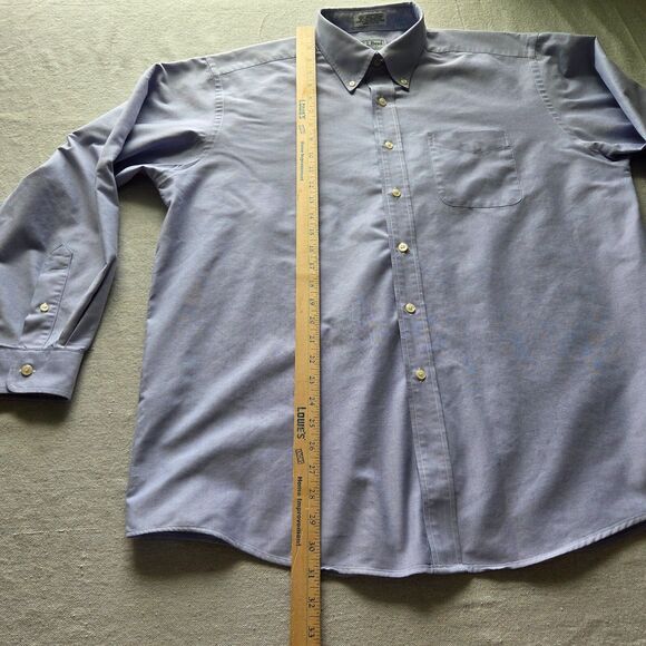 Vtg LL Bean Shirt Mens 17 1/2 35 Blue Button Down Single Needle Long Sleeve - Picture 5 of 11